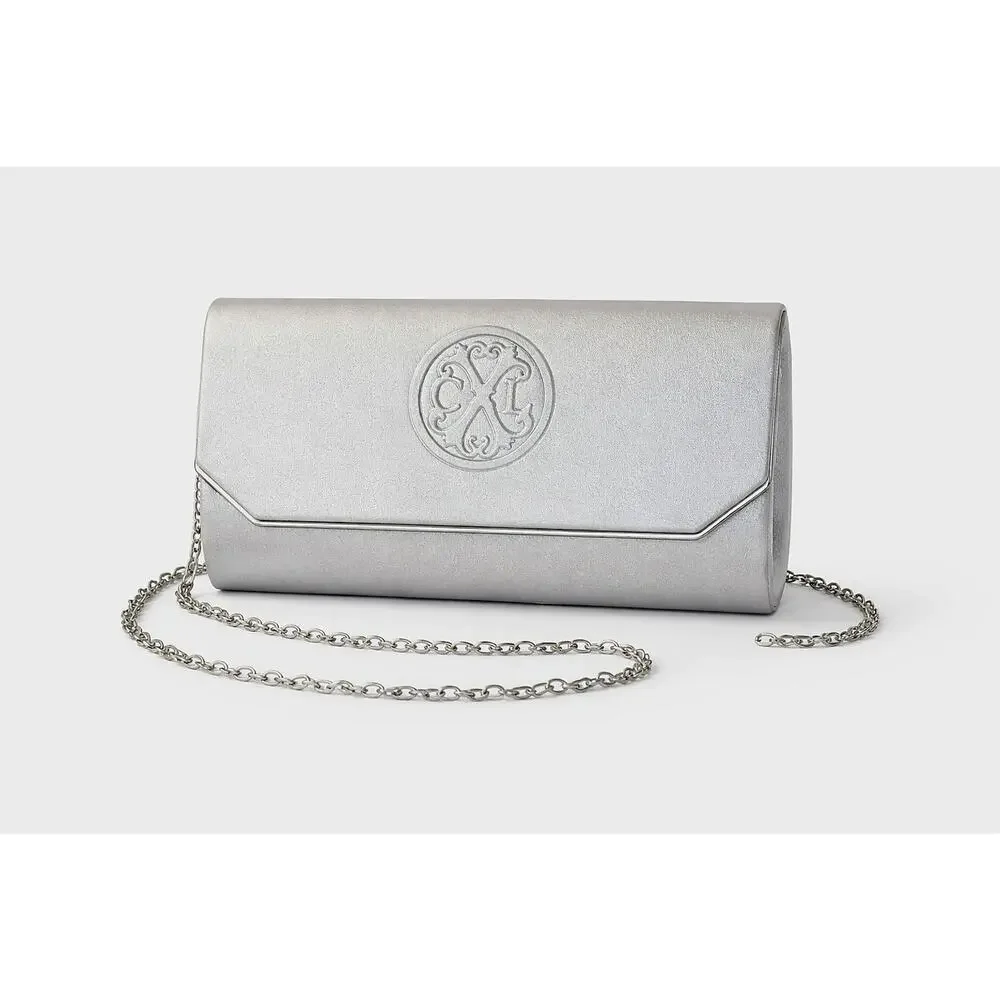 CXL By Christian Lacroix Clutch Bag Womens Small Silver Madison Smooth Purse New